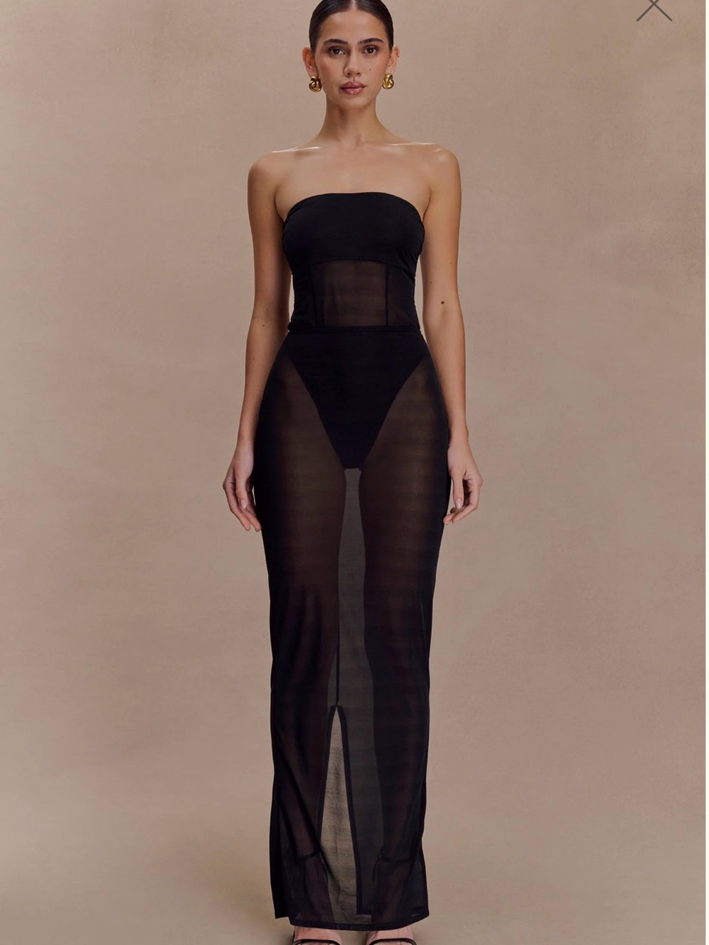 Strapless Mesh Bodysuit & Matching Mesh Maxi Skirt